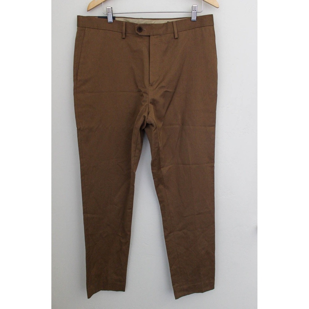 Banana Republic Dress Pants Mens 36 x 33 Brown‎ Linen Blend Italian Fabric Slim